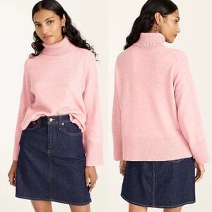 J. Crew Supersoft Yarn Turtleneck Sweater Pink